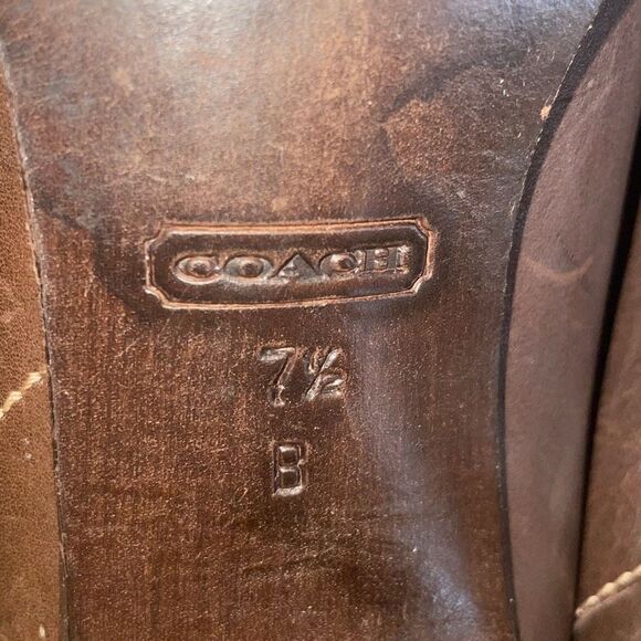 RARE Coach Yvette Tall Leather & Logo Fabric Mixed Media Boots sz 7.5 - Brown - Picture 10 of 13